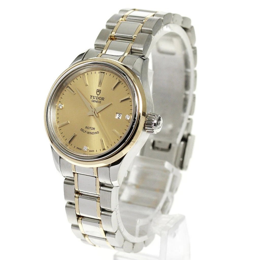 Tudor Style 12103 Cal2671 3p Diamond Gold Dial Automatic Ladies Watch